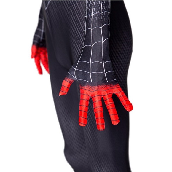 NEW Kids Miles Morales Black and Red Spider Man Full Costume Suit and Mask S-XL - Picture 5 of 16